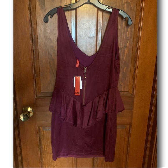 NWT: 5|48 Aubergine suede peplum dress, size M - Picture 3 of 5